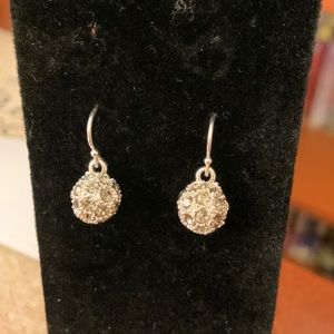 Silver rhinestone ball earrings